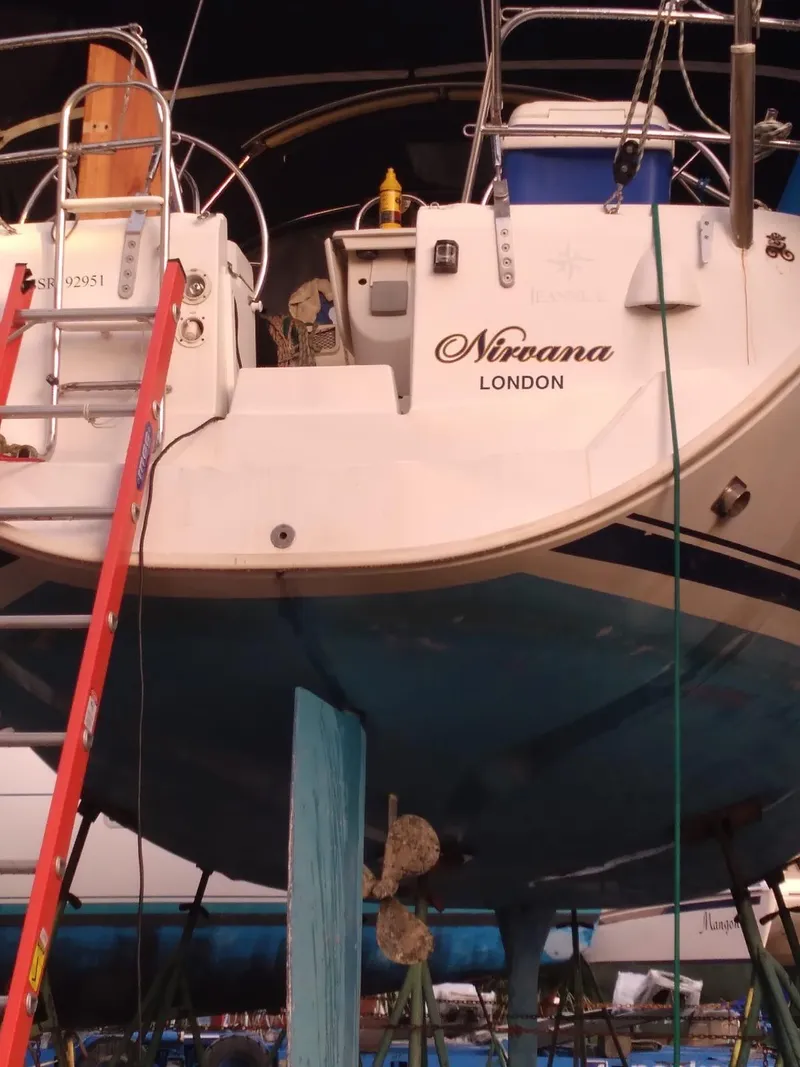 Slide: The Image of Jeanneau Sun Odyssey 40.3 sailboat in dry dock, year 2005. - 3