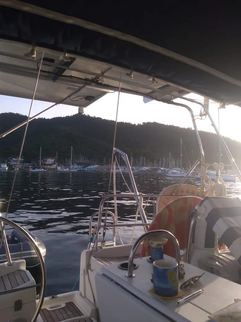 Slide: The Image of Jeanneau Sun Odyssey 40.3, 2005, docked with mountain view. - 4