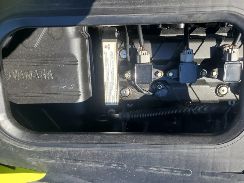 Slide: The Image of 2019 Yamaha WaveRunner EX Deluxe engine compartment close-up. - 4
