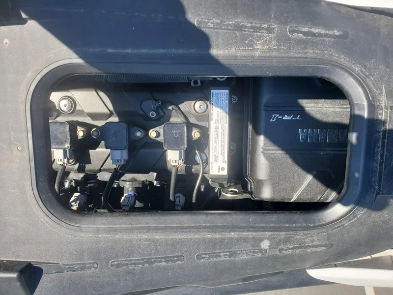 Slide: The Image of 2019 Yamaha WaveRunner EX Deluxe engine compartment with visible components. - 5