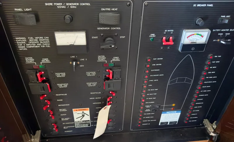 Slide: The Image of Electrical control panel of a 1998 Bayliner 3388 Command Bridge Motoryacht. - 14