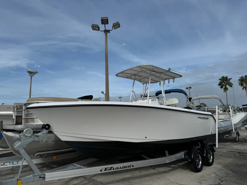 The Image of 2023 Aquasport 22 CC boat on trailer in marina. - 0