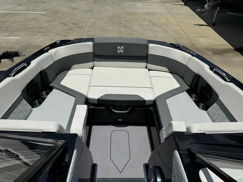 Slide: The Image of 2023 Heyday H-22 boat interior with spacious seating and modern design. - 2