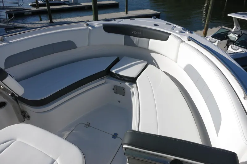 Slide: The Image of 2024 Robalo 222 Explorer CC boat with spacious seating area. - 10
