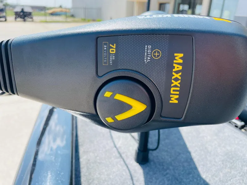 Slide: The Image of Close-up of Maxxum trolling motor on 2024 Tracker Pro Team 195 TXW Tournament Edition boat. - 11