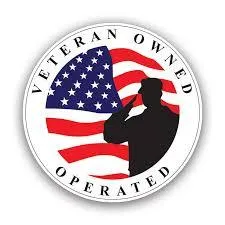 Slide: The Image of Veteran Owned and Operated logo with American flag and saluting silhouette. - 6