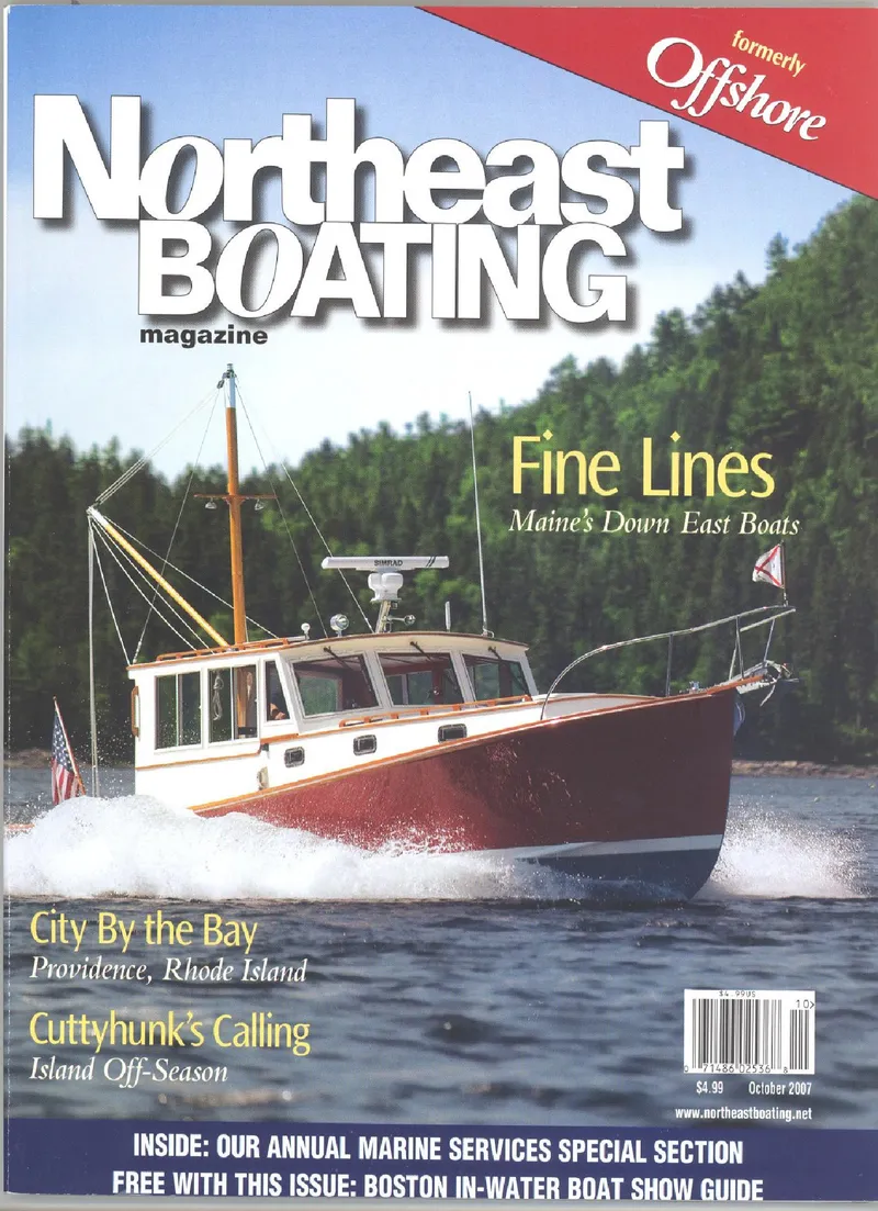 Slide: The Image of Cover of Northeast Boating magazine featuring a John Williams Custom 38 boat. - 14