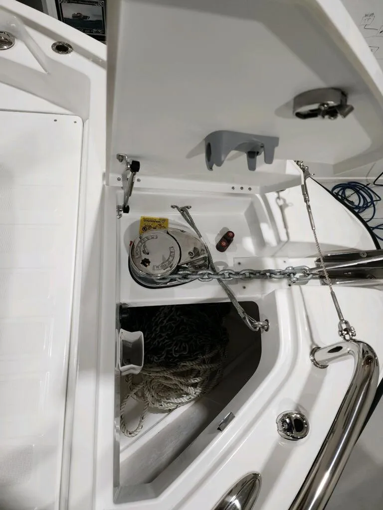 Slide: The Image of 2024 Wellcraft 355 Commuter boat anchor storage compartment. - 20