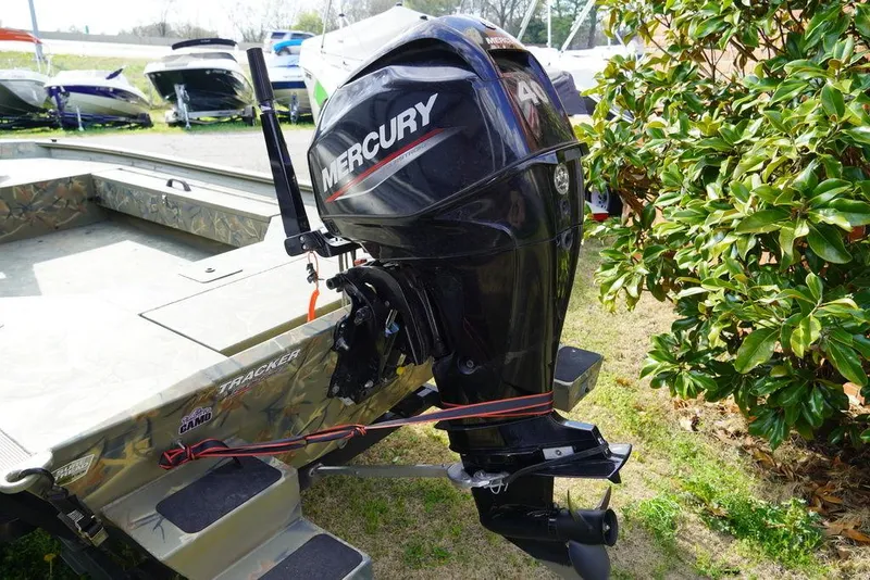 Slide: The Image of 2020 Tracker 1654 Sportsman boat with Mercury outboard motor. - 3