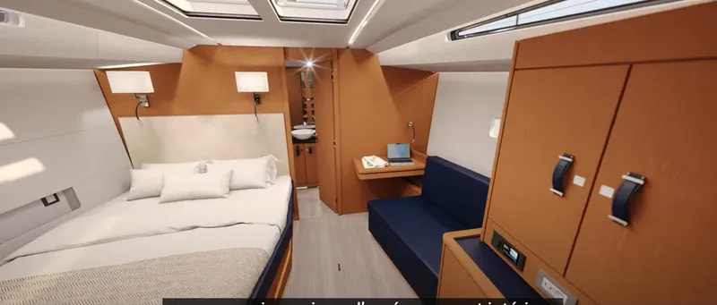 Slide: The Image of Luxurious interior of 2024 Jeanneau Yacht 55 with modern furnishings and elegant design. - 8