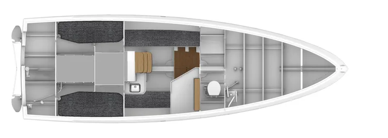 Slide: The Image of 2024 Jeanneau SUNFAST 30 ONE DESIGN sailboat interior layout, featuring cabins and amenities. - 2