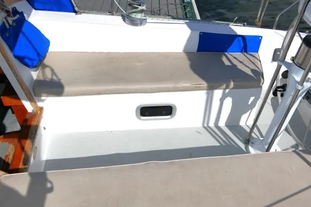 Slide: The Image of Cockpit seating area of a 1991 Catalina 36 sailboat. - 36
