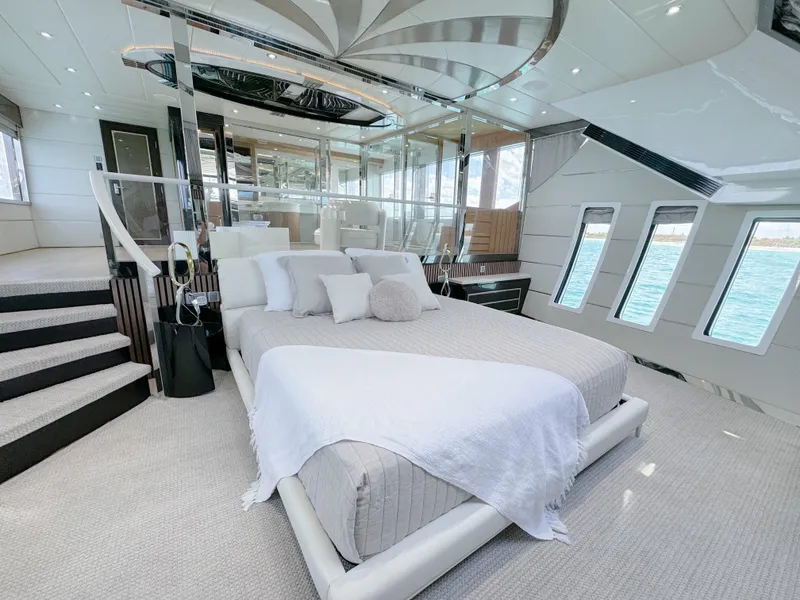 Slide: The Image of Luxurious bedroom interior of 2010 Custom WHS Marine yacht with ocean view windows. - 16