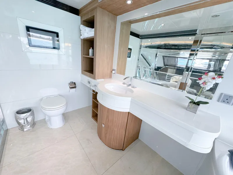 Slide: The Image of Luxurious 2010 WHS Marine custom yacht bathroom with modern fixtures and elegant design. - 19