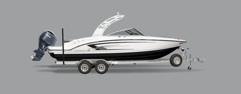 Slide: The Image of 2024 Chaparral 23 SSi OB boat on a trailer, side view. - 27