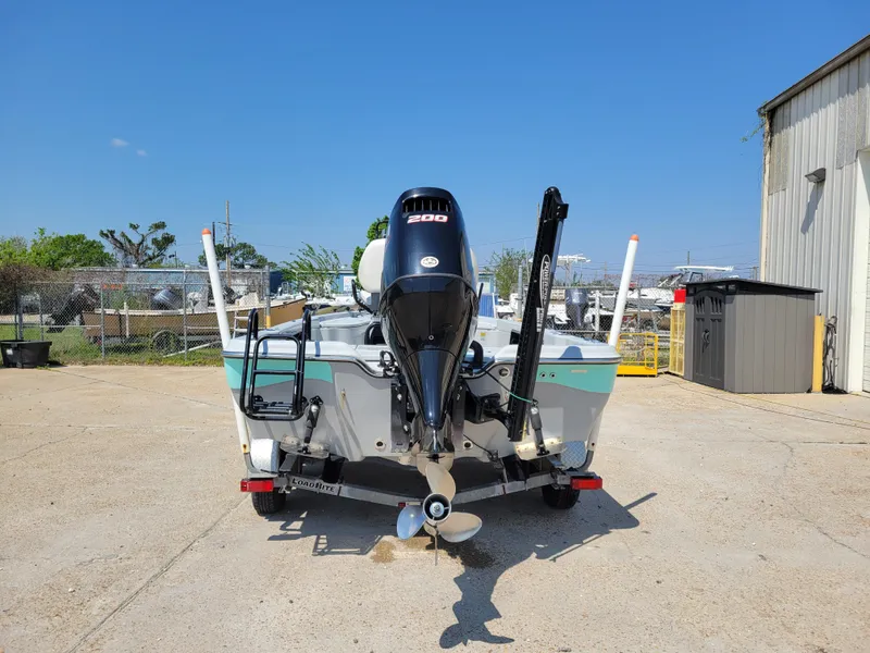 Slide: The Image of 2017 Blue Wave 2200 PureBay boat with 200 HP engine, rear view. - 6