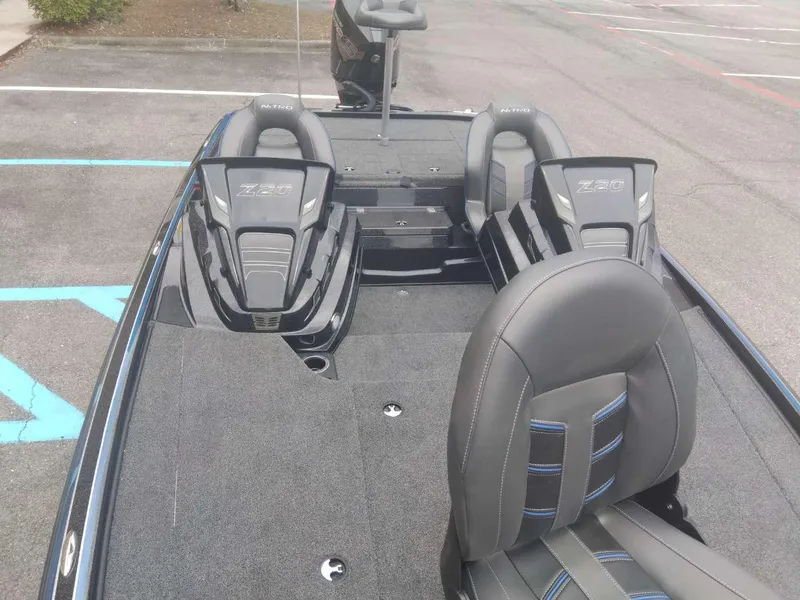Slide: The Image of 2024 Nitro Z20 Pro boat interior with seating and deck. - 9