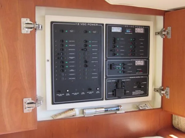 Slide: The Image of Electrical control panel on a 2004 Silverton 330 Sport Bridge boat. - 27