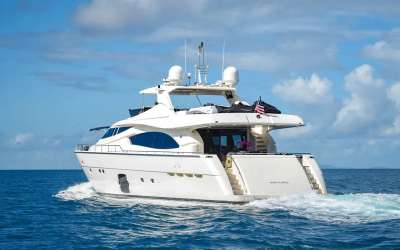 Slide: The Image of 2006 Ferretti Yachts 881 cruising on the ocean. - 1