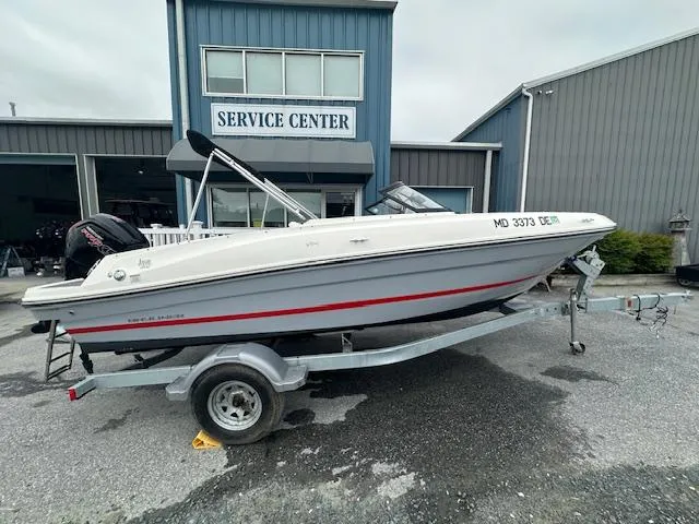 Slide: The Image of 2022 Bayliner VR4 Bowrider OB on trailer at service center. - 3