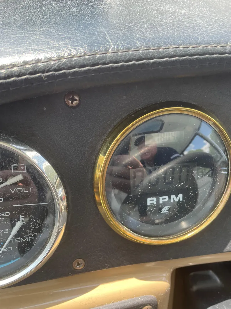 Slide: The Image of Close-up of 2002 Carver 444 Cockpit Motoryacht dashboard gauges. - 24