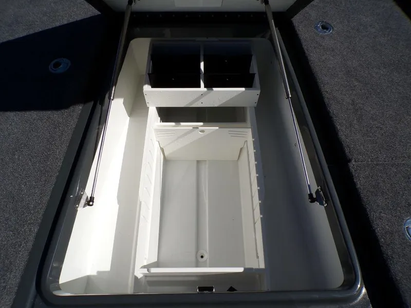 Slide: The Image of 2023 Phoenix 920 Elite boat storage compartment with organized sections. - 25