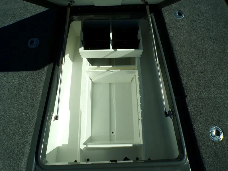 Slide: The Image of 2023 Phoenix 920 Elite boat storage compartment with organized sections. - 30