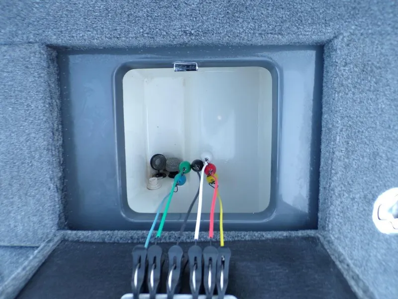 Slide: The Image of Phoenix 920 Elite 2023 boat livewell with color-coded wiring. - 39