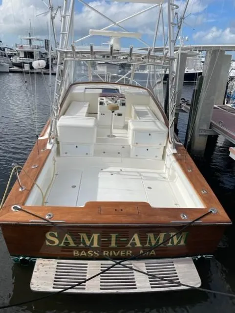 Slide: The Image of 2004 Stolper 38 boat docked, named SAM-I-AM from Bass River, MA. - 4