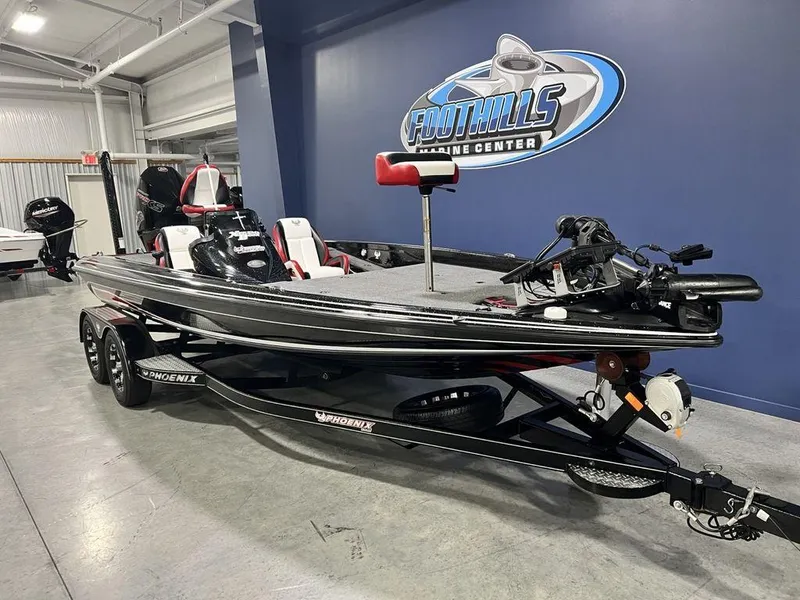 Slide: The Image of 2022 Phoenix 919 Pro XP bass boat on trailer at Foothills Marine Center. - 4