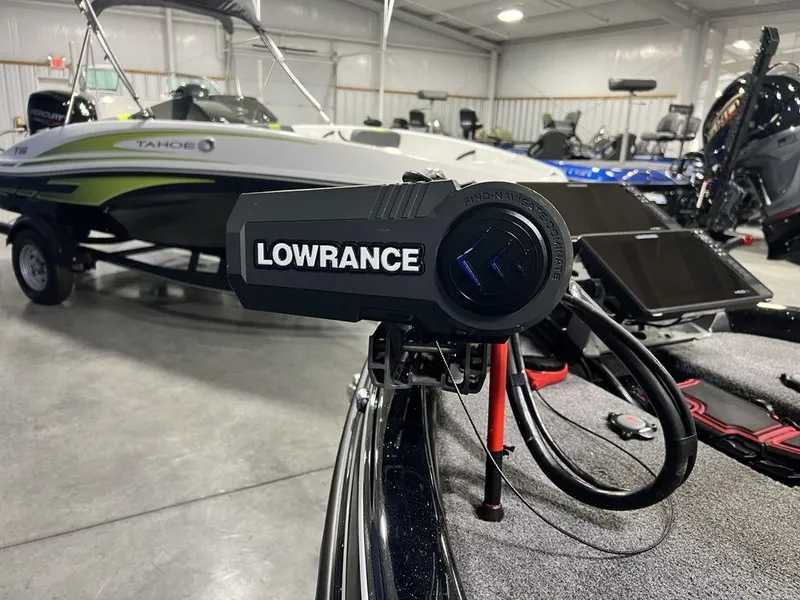 Slide: The Image of Lowrance equipment on 2022 Phoenix 919 Pro XP boat in showroom. - 5