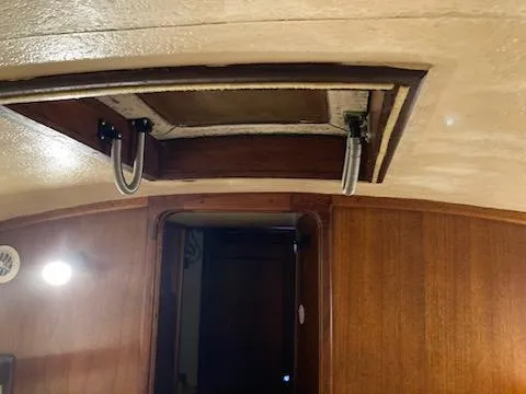 Slide: The Image of Interior view of 1969 Spencer 44 CC sailboat with open hatch. - 32
