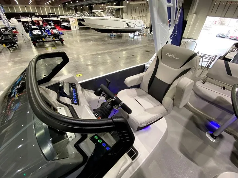 Slide: The Image of 2024 SunChaser Calais 23 SB DC boat interior at a boat show. - 15