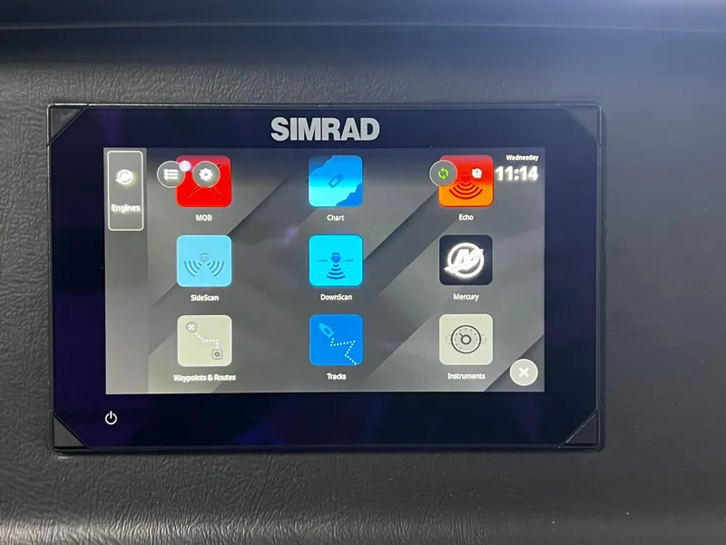 Slide: The Image of Simrad touchscreen display on 2024 Harris Sunliner 230 boat. - 23