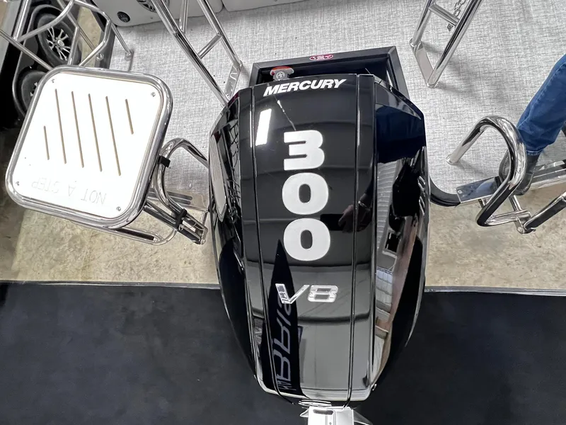 Slide: The Image of Mercury 1300 V8 engine on a 2024 Harris Sunliner 230 boat. - 30