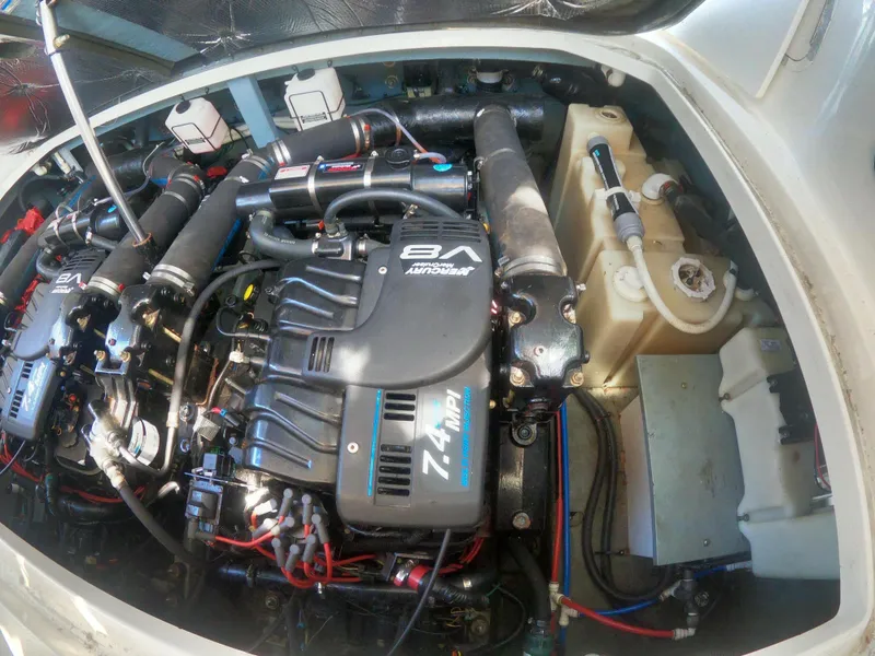 Slide: The Image of Engine compartment of a 2001 Sea Ray 340 Sundancer boat. - 17