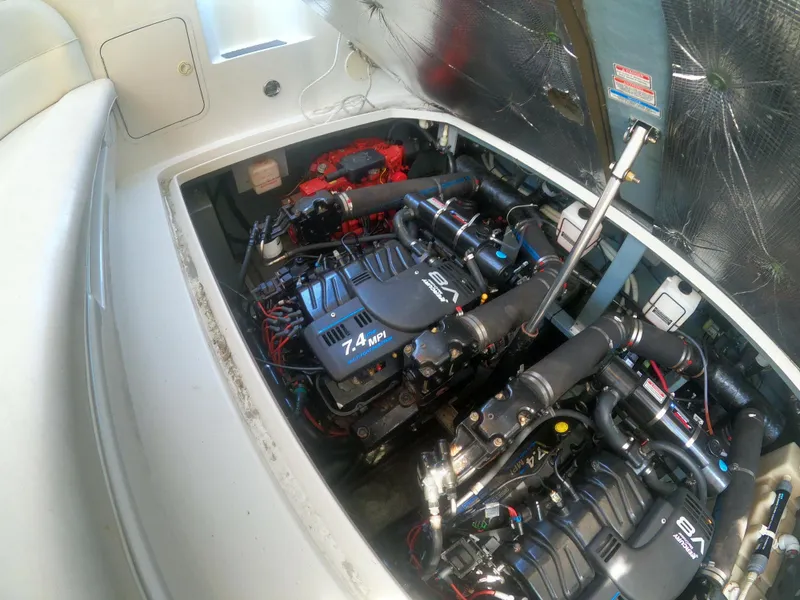 Slide: The Image of Engine compartment of a 2001 Sea Ray 340 Sundancer boat. - 20
