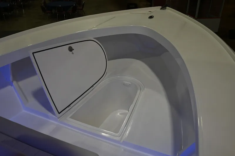 Slide: The Image of 2025 Jersey Cape 31 Little Devil boat storage compartment. - 12