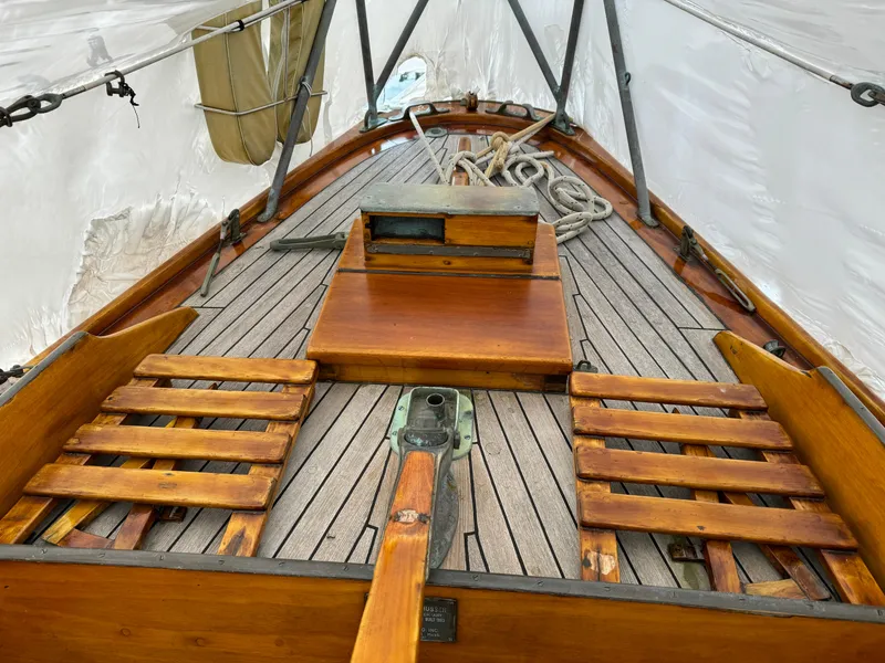 Slide: The Image of Deck of a 1963 Concordia 41 Yawl with wooden details. - 7