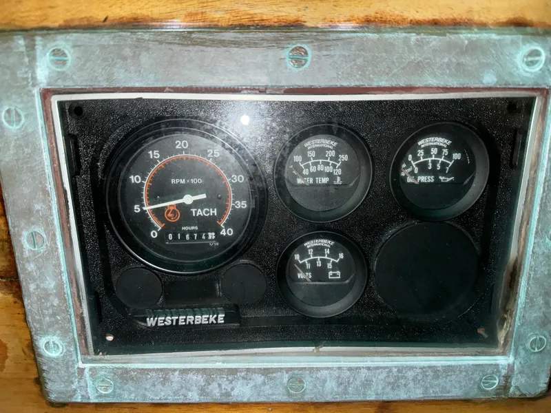 Slide: The Image of Instrument panel of a 1960 Concordia 39 Yawl with Westerbeke gauges. - 10