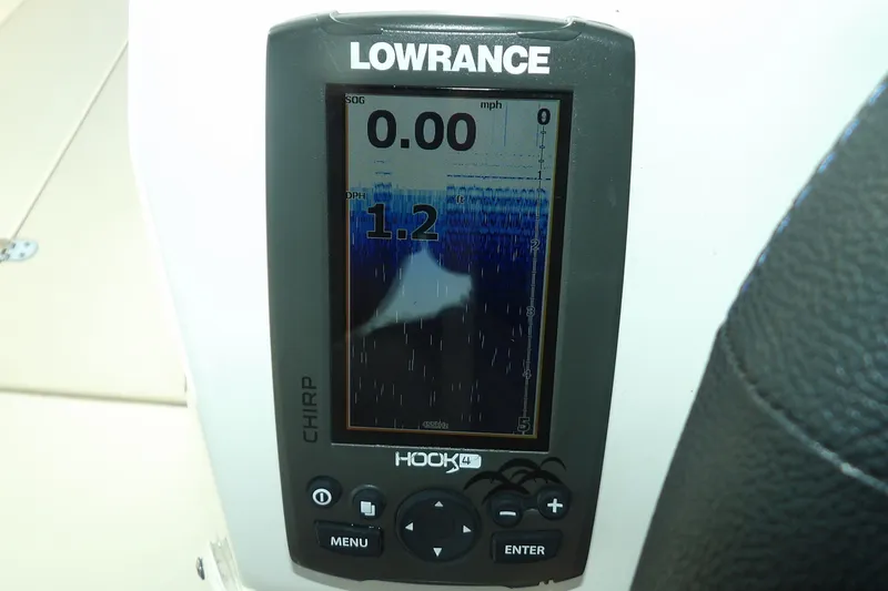 Slide: The Image of Lowrance fishfinder display on 2018 NauticStar 203DC Sport Deck boat. - 27