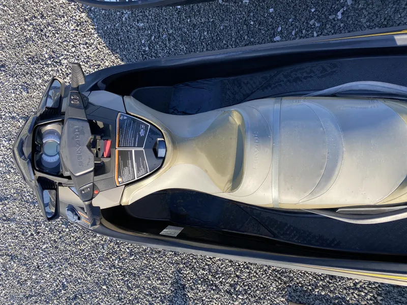 Slide: The Image of 2017 Sea-Doo GTX 155 jet ski, top view of seat and controls. - 5