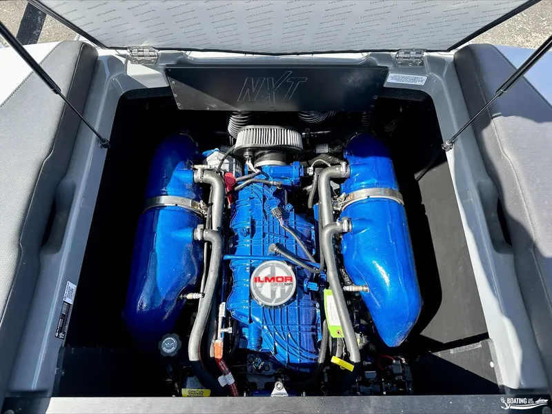 Slide: The Image of 2024 MasterCraft NXT21 engine compartment with Ilmor engine. - 10