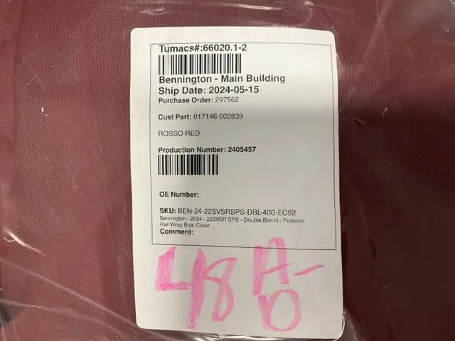 Slide: The Image of 2024 Bennington 22 SVSR-SPS pontoon boat interior with gray and red seating. - 16