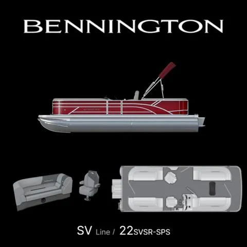 Slide: The Image of 2024 Bennington 22 SVSR-SPS boat interior with gray seating and cup holders. - 8