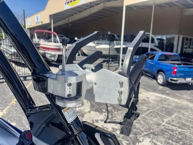 Slide: The Image of Close-up of a 2013 Supra SA 350 boat accessory mount at a dealership. - 36