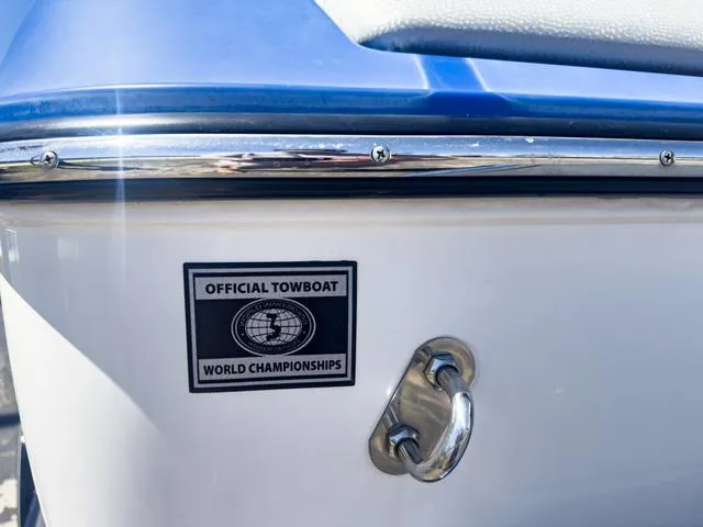 Slide: The Image of 2013 Supra SA 350 boat with Official Towboat World Championships sticker. - 9