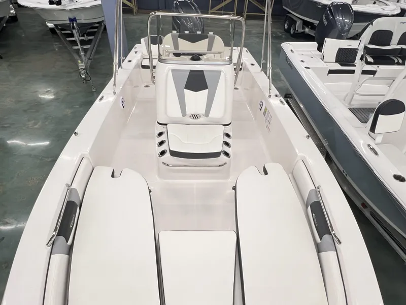 Slide: The Image of 2024 Robalo ROBALO 206 boat interior with white and gray seating. - 9