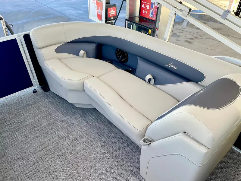 Slide: The Image of 2024 Barletta ARIA 22QC pontoon boat interior with luxurious seating. - 31