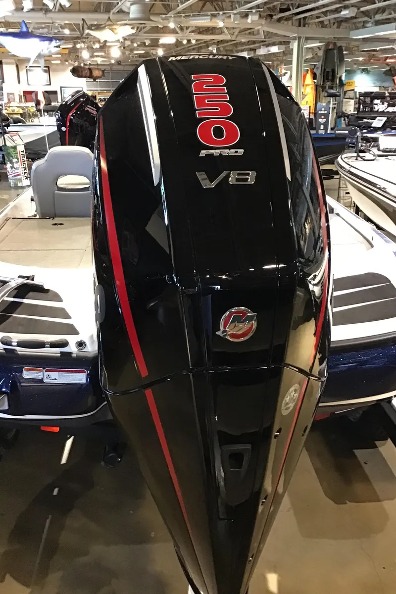 Slide: The Image of 2024 Nitro Z20 boat with powerful 250 Pro V8 engine in showroom. - 4
